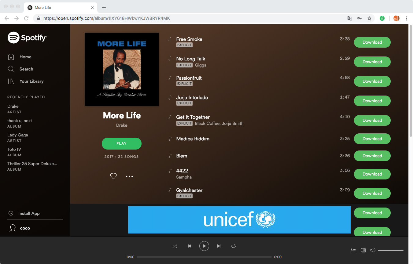 Modified Spotify With Music Download